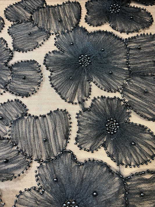 Tela fantasía negro amapola oscura - Arte con Telas