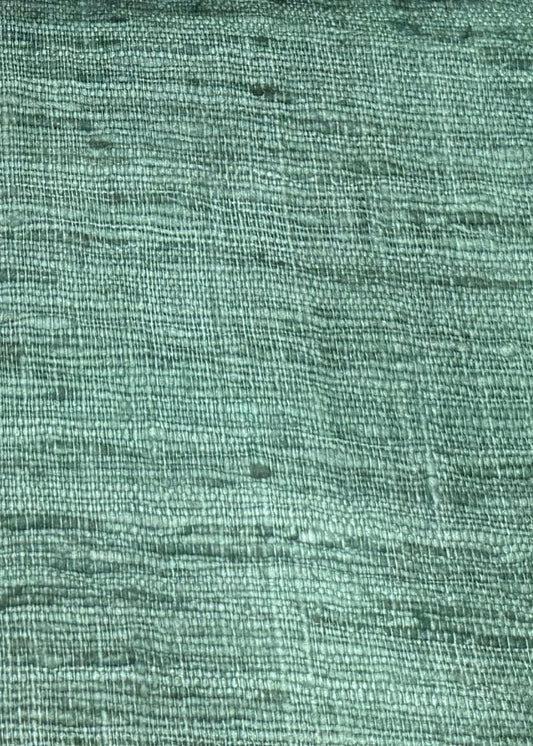 Tejido seda rústica detalle verde mar