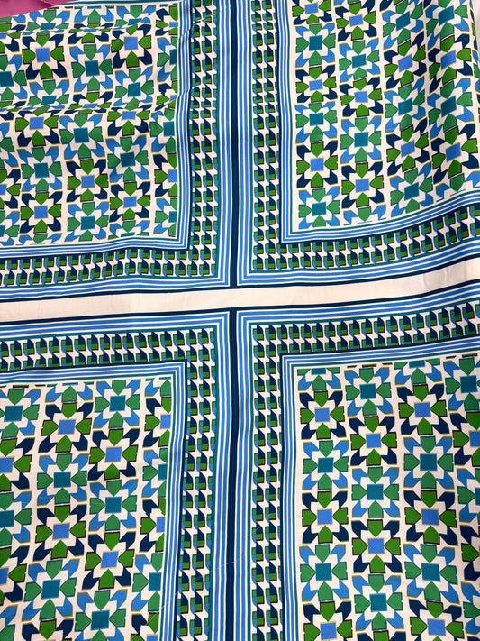 PAÑUELO GEOMÉTRICO AZUL Y VERDE