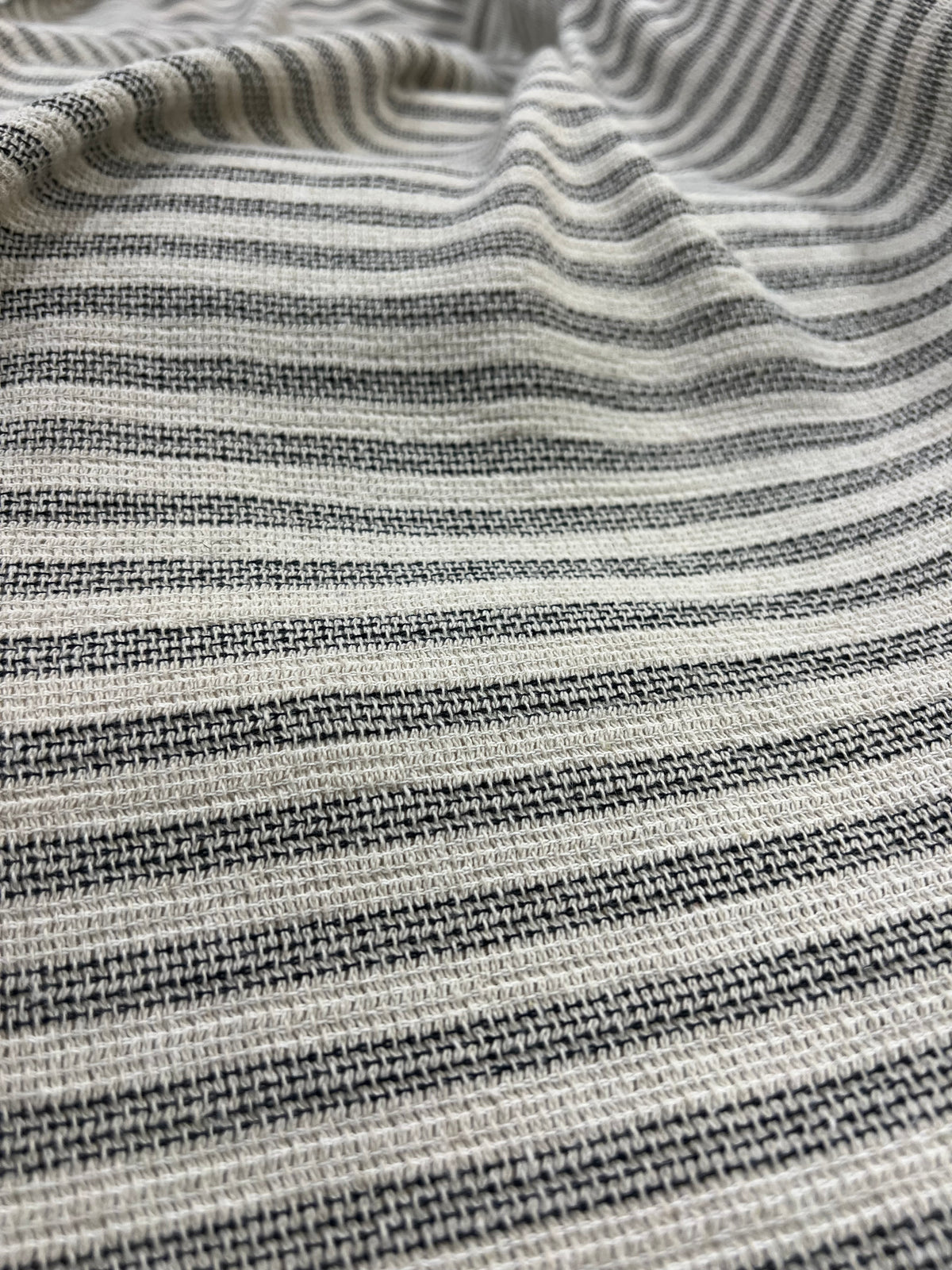 Detalle de las rayas de la tela rústica de algodón