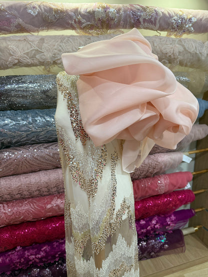 Rosa Empolvado Organza Seda