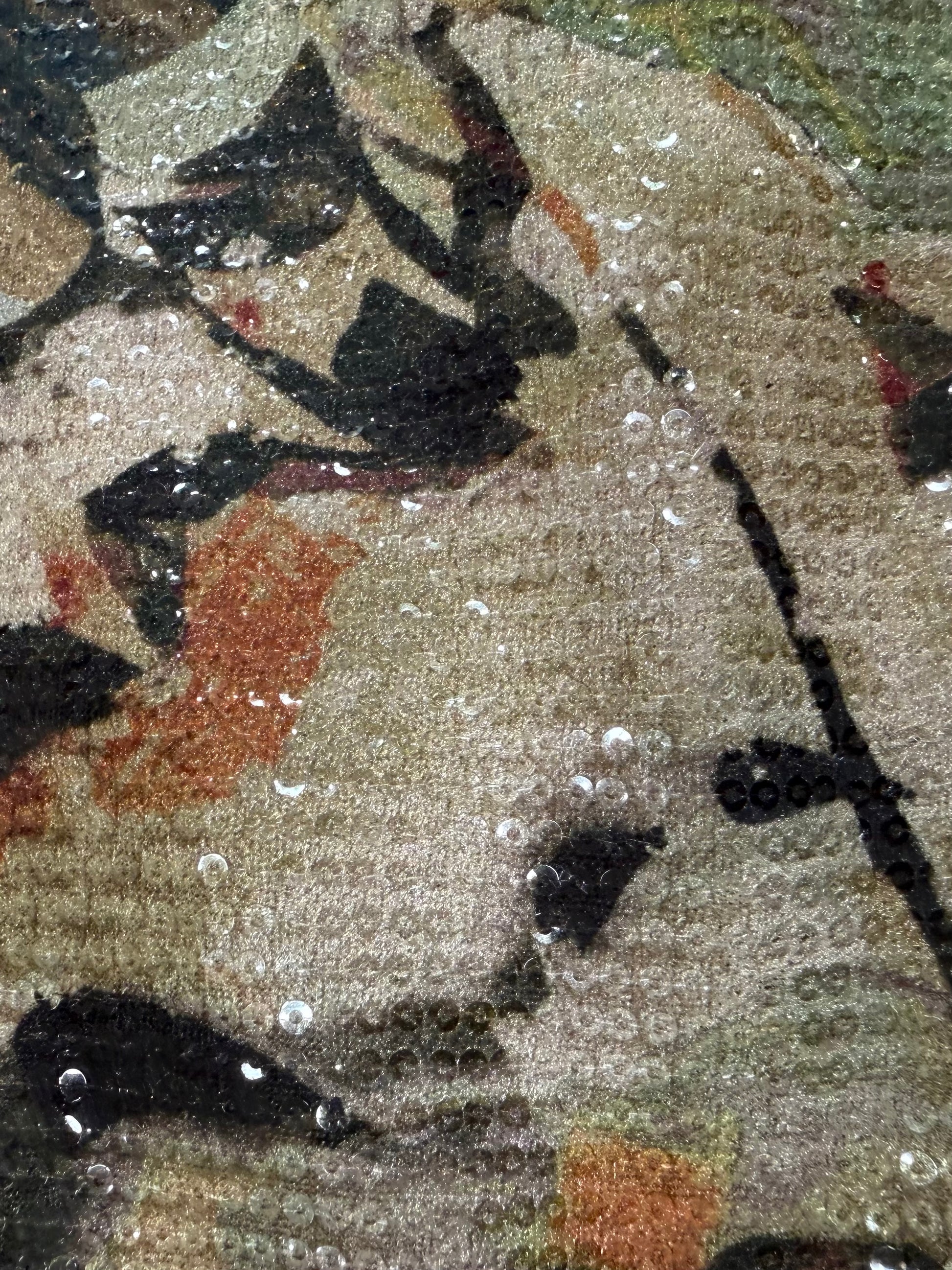 Detalle de las lentejuelas y mariposas del terciopelo - Arte con Telas