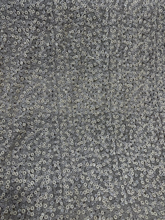TUL BORDADO CIRCULO AMARILLO GRIS