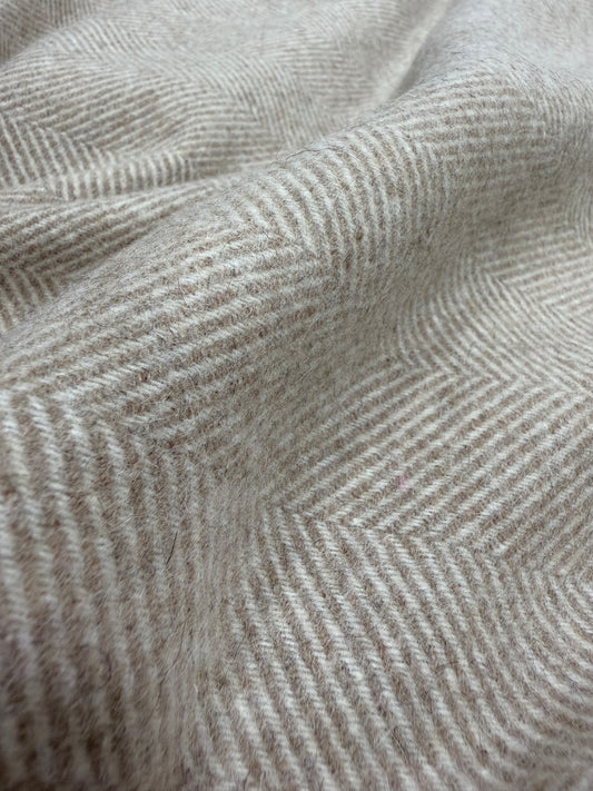 Tela de lana espiga color beige claro para abrigo - Arte con Telas