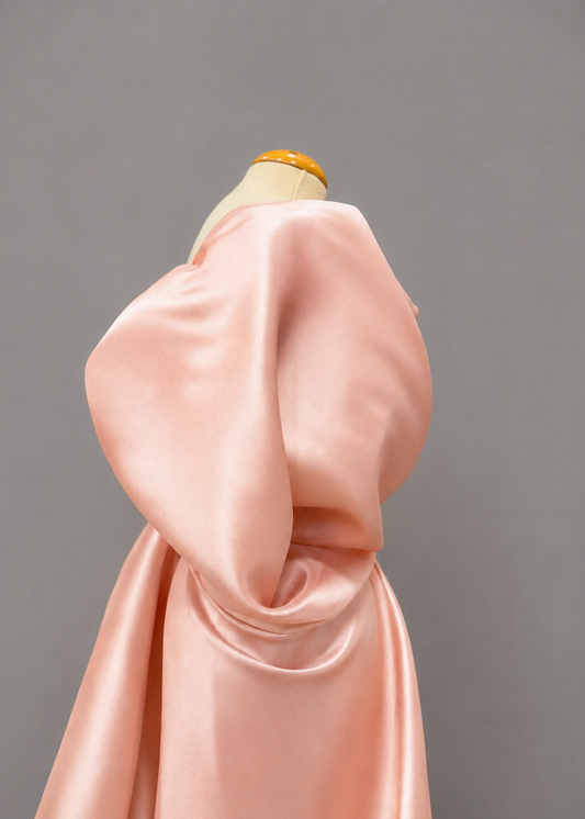 Volumen cuerpo y caida el mikado liso en color rosa salmon