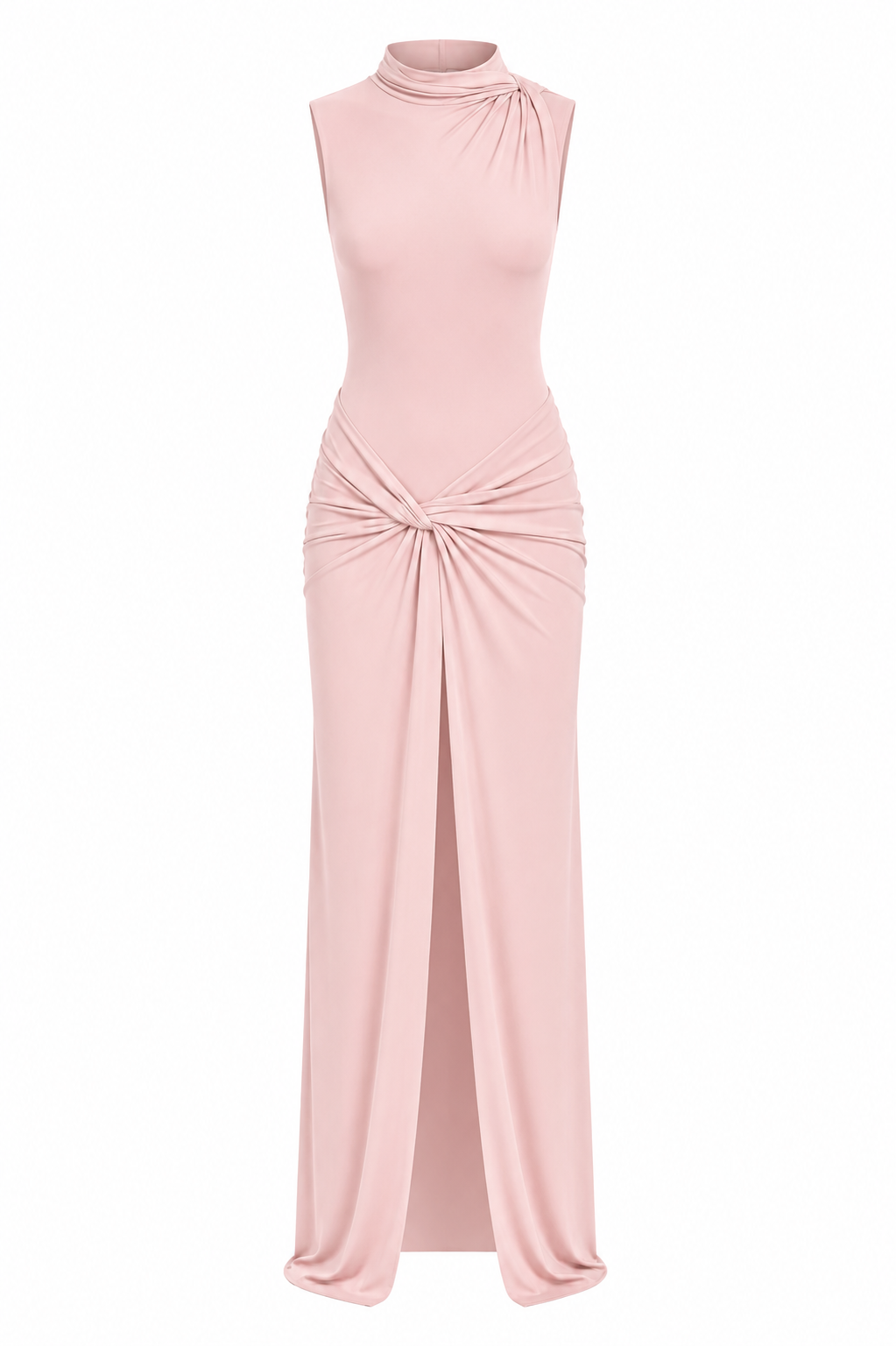 Crepe mate vestido rosa palo