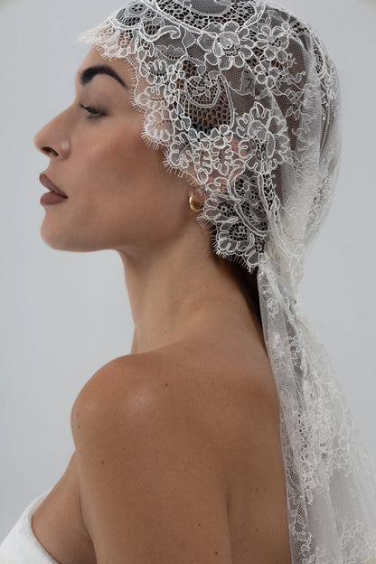 Rebrode Floral Pequeño - blanco - encaje novia