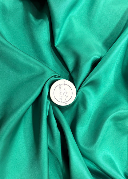tela de color verde esmeralda mikado liso vestido ceremonia elegante